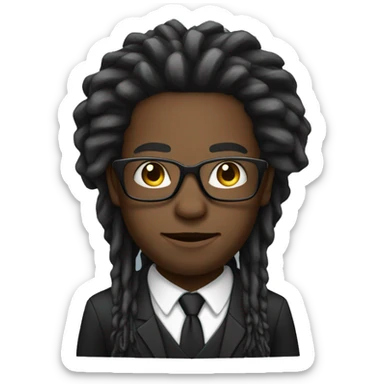 black male with suit with long dreadlocks with glasses sticker