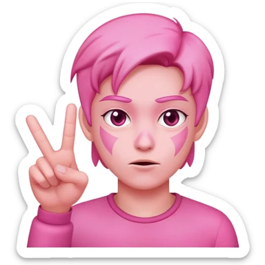 pink skin flipping off sticker