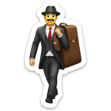 hombre empresario caminando con una maleta sticker
