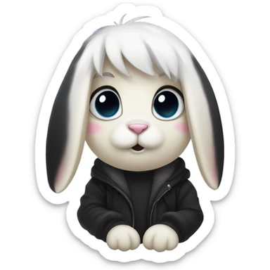 emo bunny with side bang sticker