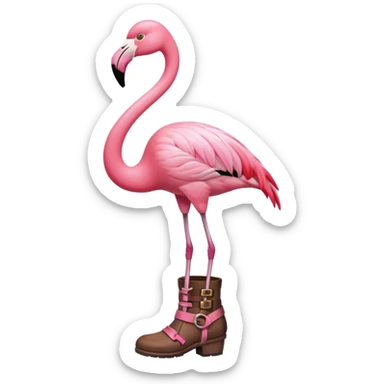 Flamingo wearing boots sticker