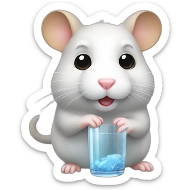 hamster with glass working at office sticker