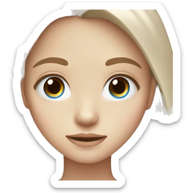 pale girl with brown medium length hair and blue eyes sticker