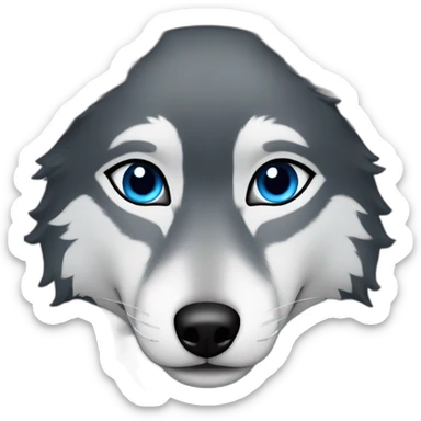 dark female gray wolf blue eyes  sticker