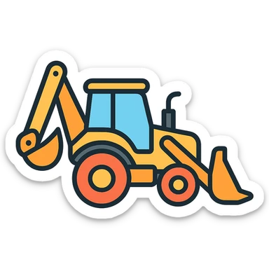 color outline icon of a backhoe loader sticker