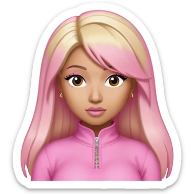 nicki minaj super bass pink outfit one side hair pink one side hair blonde  sticker