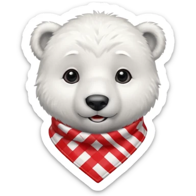 baby polar bear wearing a red and white checkered Neckerchief sticker