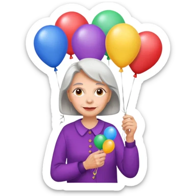 balloons holder older woman sticker