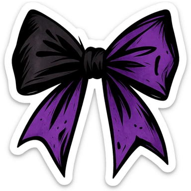 emo bow, black and purple, expressive and stylish, remove background sticker