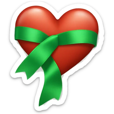 Read heart with green ribbon on top on the RED HEART sticker