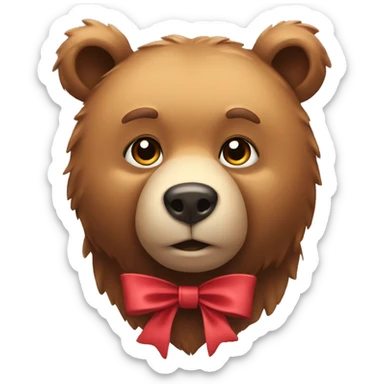 bear with a bow around its neck sticker