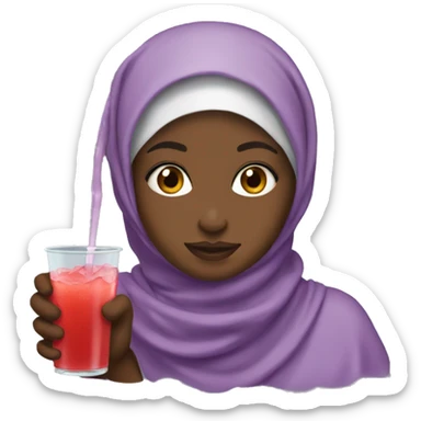 Black hijabi girl drinking koolaid sticker
