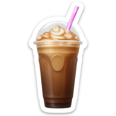 Iced coffee with bow around straw sticker