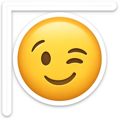 yellow face with winking expression emoji, digital illustration sticker