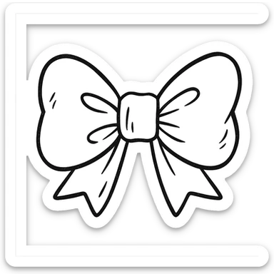 cute pink bow tie hand drawn outline style, black and white, no color sticker