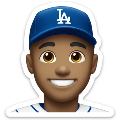 smiling boy in Dodger uniform  sticker