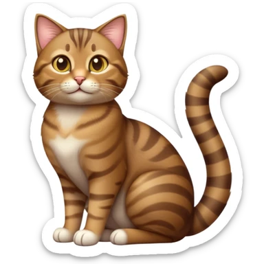 cinematic-[brown tabby cat]-realistic-full-body-sitting-emoji,-tail-curled-playfully-around-its-paws,-head-tilted-dramatically,-sleek-[tabby]-fur,-simplified-yet-realistic-adorable-features,-highly-detailed,-glowing-with-an-almost-sarcastic-glow sticker
