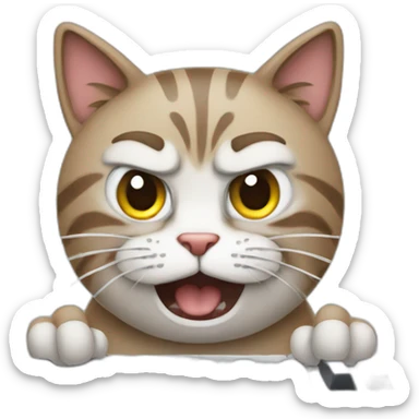 angry cat typing on keyboard sticker