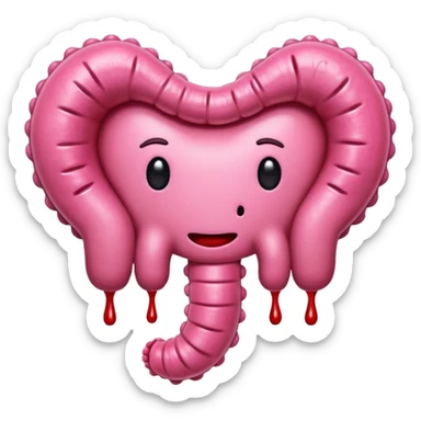 an emoji style image of a bleeding intestine sticker