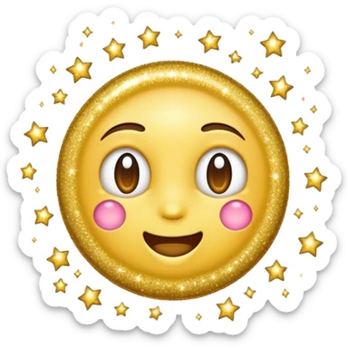 emoji of sparkling shiny glitter, with bright sparkles and shimmering particles, simple cute cartoon style sticker