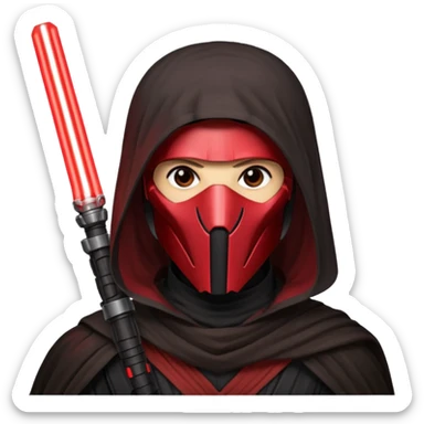 Darth Revan with his mask on holding red lightsaber mainly face shot not as much body sticker