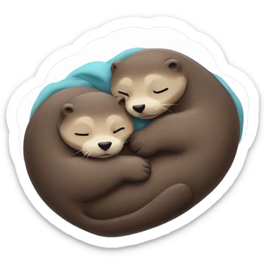 Two otters sleeping together, heart emoji  sticker