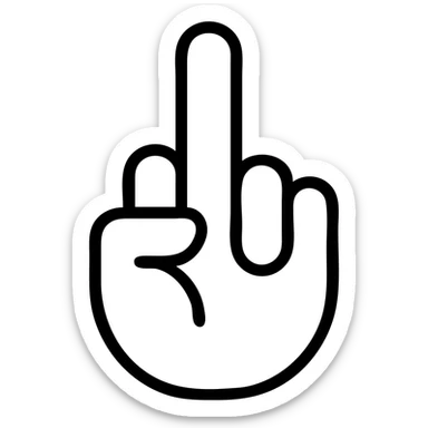 icon of a hand with the middle finger extended (corte de manga gesture), bold outline, modern icon style, neutral colors, no text sticker