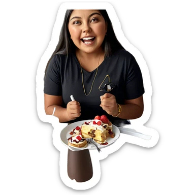 girl with dessert at table sticker