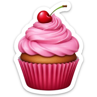 cupcake with pink icing, cherry on top sticker