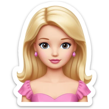 Barbie doll with blonde hair and pink dress sticker