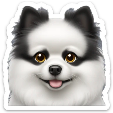 Black Pomeranian with white chest sticker