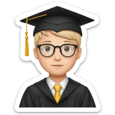 boy with glasses in graduation suit sticker