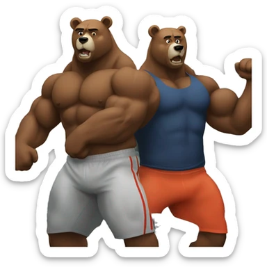two strong bears on gym sticker