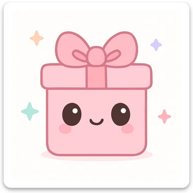adorable pink Christmas present with a bow, kawaii style sticker