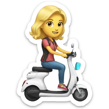 A blond student in a electric scoot  sticker