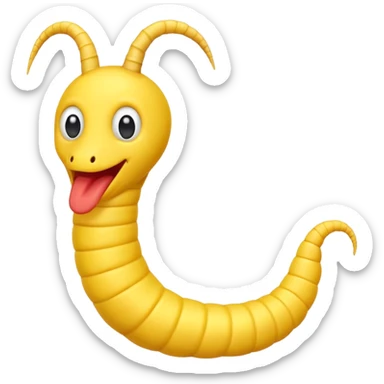 Yellow worm with a weird head sticker