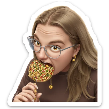 girl enjoying food with jewelry sticker