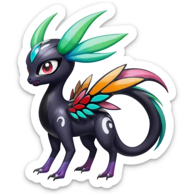 Colorful Shiny Edgy Cool Badass Painted Splashed Exotic Meloetta-Palkia-Venom-Darkrai-Fakémon-creature-hybrid sticker