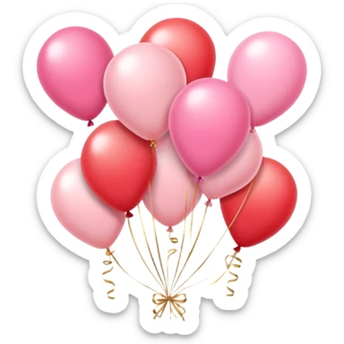 Romantic pastel wedding balloons with warm-colored pink and red flowers sticker