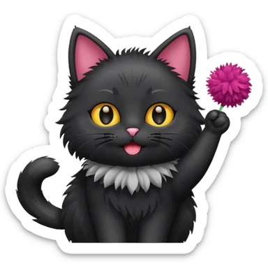cheerleading black cat with pom pom sticker