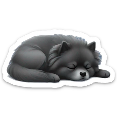 Sleeping dark grey pomeranian sticker