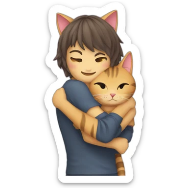 Nekoboy-catgirl-hugging sticker