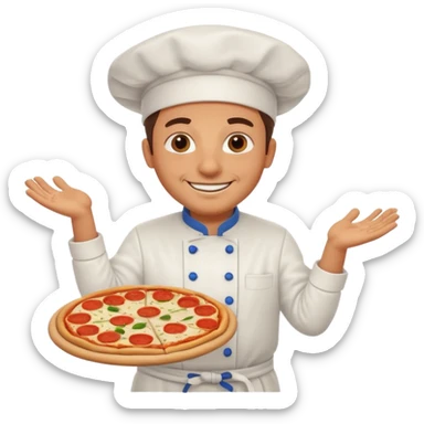 smiling Italian chef spinning pizza dough sticker