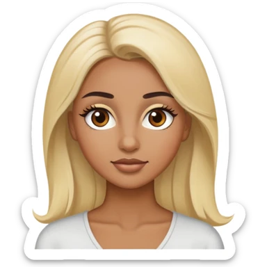 Soft Blonde , dark tan skin, brown eyes, brown eyebrows, beautiful eyelashes sticker