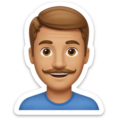 light brown haired guy with mustache smiling  sticker