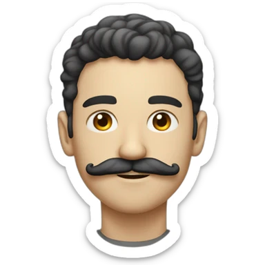 20 years old indie hacker guy have small mostache sticker