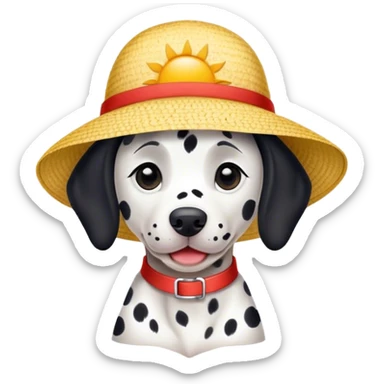 Dalmatian wearing sun hat sticker