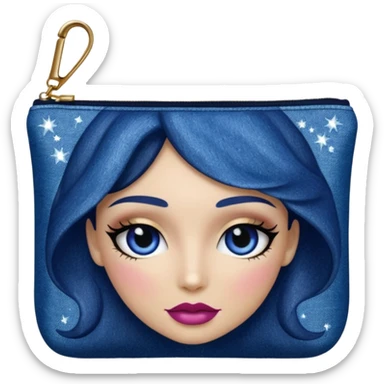 Glittery denim makeup bag sticker