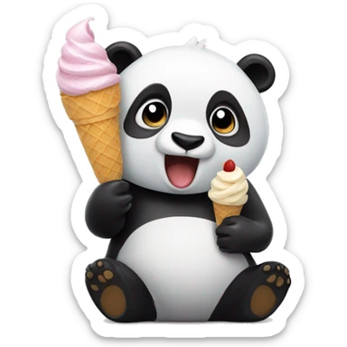 Panda eating ice cream sticker