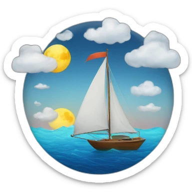 the moon, cloud, ocean, and a sailboat sticker